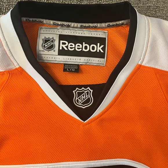 REEBOK PHILADELPHIA FLYERS ORANGE MENS L/ 52 W/ ERIC LINDROS KIT NEW SEE PICS!! - Picture 2 of 13